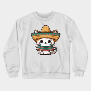 Cute Cat Wearing a Sombrero Hat Crewneck Sweatshirt